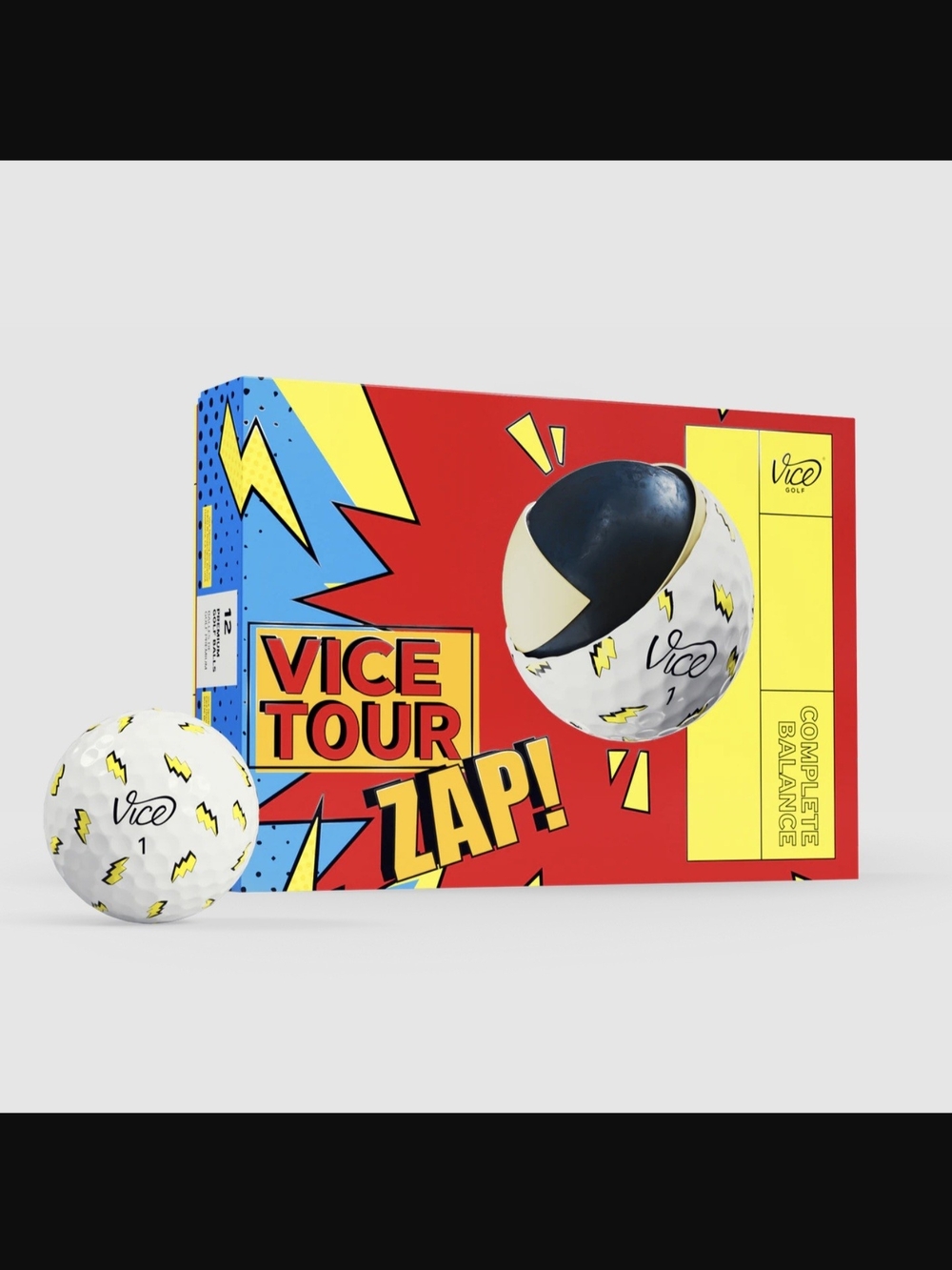 Vice Tour Zap! Golf Balls - White with Yellow Lightning